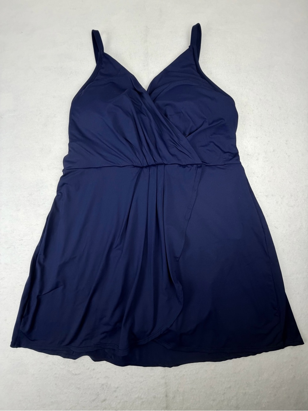 Lands’ End Navy Swim Dress One Piece Tummy Control Swimsuit XL